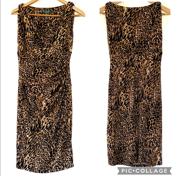 Lauren Ralph Lauren Dresses & Skirts - Lauren Ralph Lauren Ruched Sheath V-Neck  Sleeveless Cocktail Midi Dress Sz 6